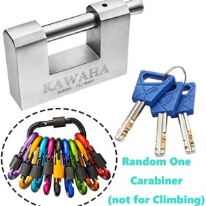 KAWAHA 71/80KA-3K Stainless Steel D-Shaped Padlock with Key for Garage Door, Containers, Shed, Locker and Warehouse (3-1/8 inch, Keyed Alike - 3 Keys), Keyed Padlocks